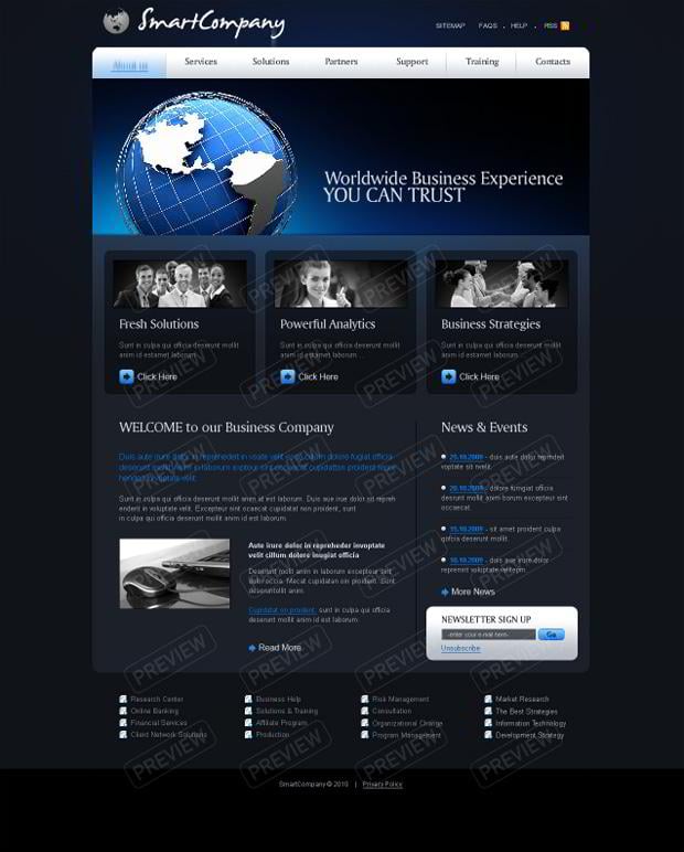 web template with globe graphics - Smart Company